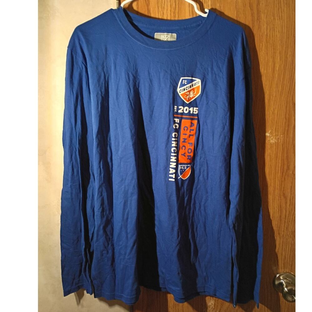 FC Cincinnati Mens Large 2015 All for Cincy Blue Long Sleeve Tee NWT Soccer Fan